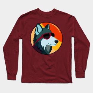 Wolf face with sunglass Long Sleeve T-Shirt